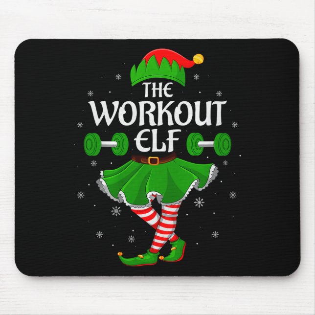 Alfombrilla De Ratón Workout Elf Christmas Family Girls Women Elf Squad (Frente)