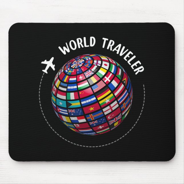Alfombrilla De Ratón World Traveler Map, World Flags Traveler, Countrie (Frente)