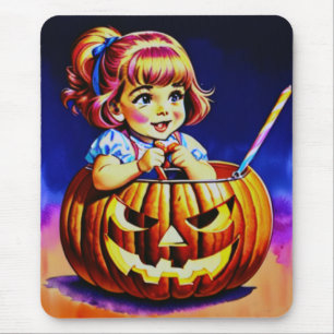 Alfombrilla De Ratón ~WOW! HALLOWEEN Trick o Treat Retro ~