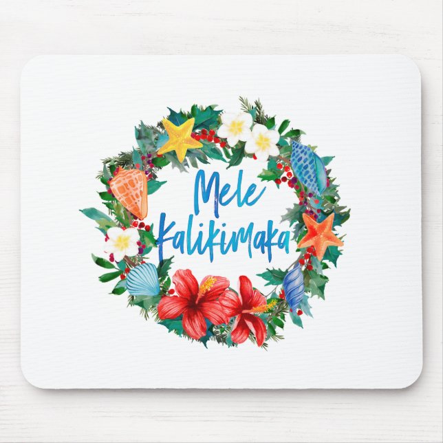 Alfombrilla De Ratón Wreath de los Navidades hawaianos Mele Kalikimaka (Frente)