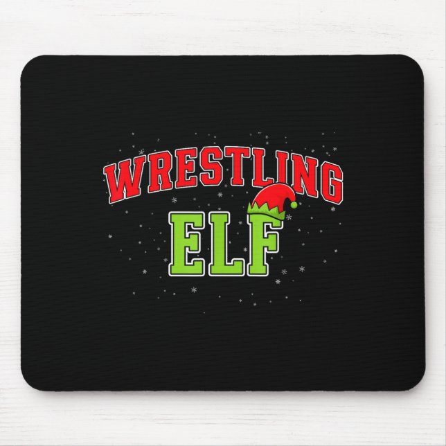 Alfombrilla De Ratón Wrestling Elf Christmas Family Matching Group Xmas (Frente)