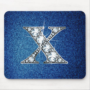 Alfombrilla De Ratón X Faux-"Diamond Bling" en Denim Mousepad