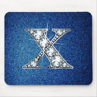 Alfombrilla De Ratón X Faux-"Diamond Bling" en Denim Mousepad