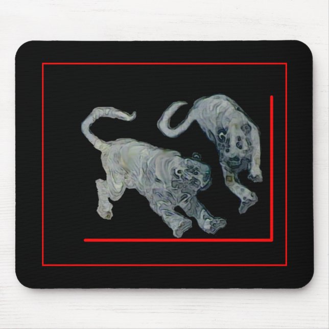 Alfombrilla De Ratón Xian China 2002 Tigres Fantasma Borde Rojo El MUSE (Frente)