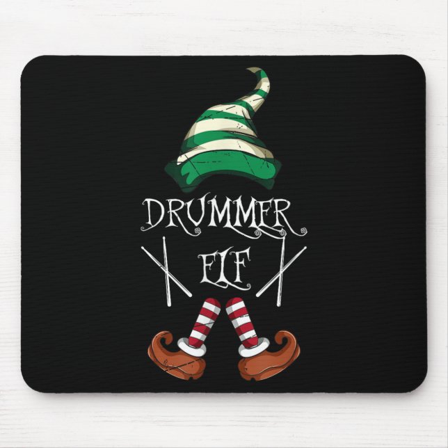 Alfombrilla De Ratón Xmas Drumsticks Music Matching Drummer Elf Pajama  (Frente)