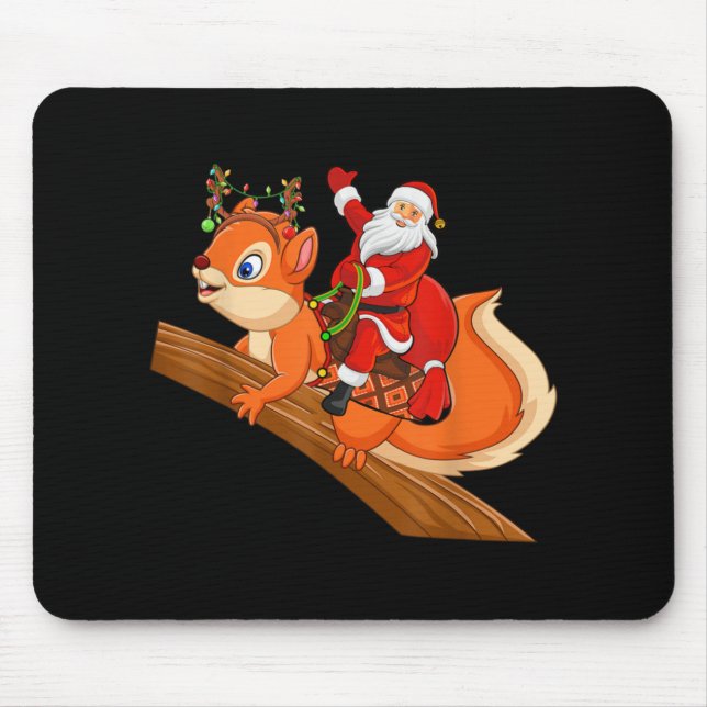 Alfombrilla De Ratón Xmas Family Matching Funny Santa Riding Squirrel C (Frente)
