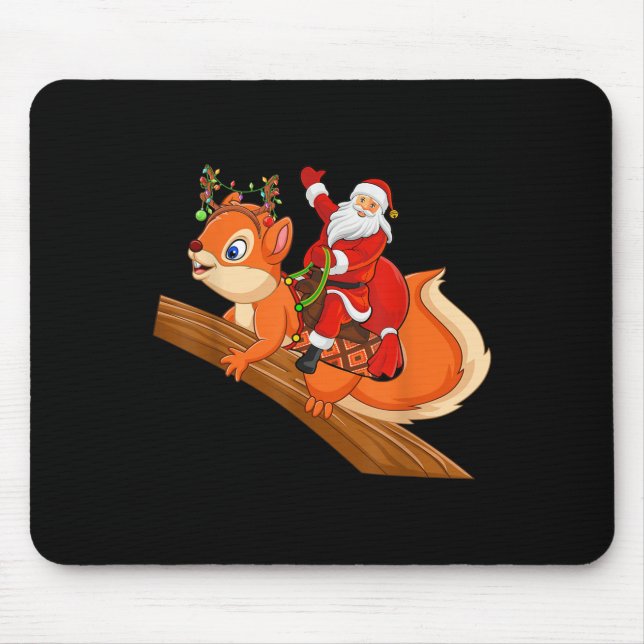 Alfombrilla De Ratón Xmas Family Matching Funny Santa Riding Squirrel C (Frente)