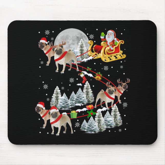 Alfombrilla De Ratón Xmas Pug Sledge Christmas Sledge Santa Dog  (Frente)