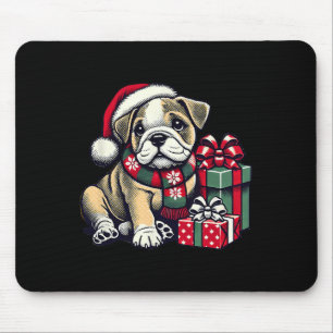 Alfombrilla De Ratón Xmas Santa Hat Bulldog inglés 1