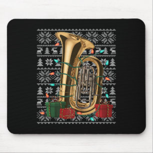 Alfombrilla De Ratón Xmas Sweater Style Ugly Musical Tuba Navidades