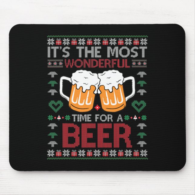 Alfombrilla De Ratón Xmas Wonderful Time For A Beer Ugly Christmas S  (Frente)