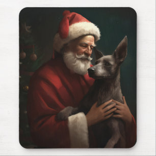 Alfombrilla De Ratón Xoloitzcuintli Con Navidades festivos de Santa Cla
