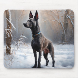 Alfombrilla De Ratón Xoloitzcuintli Deja que nieve Navidad
