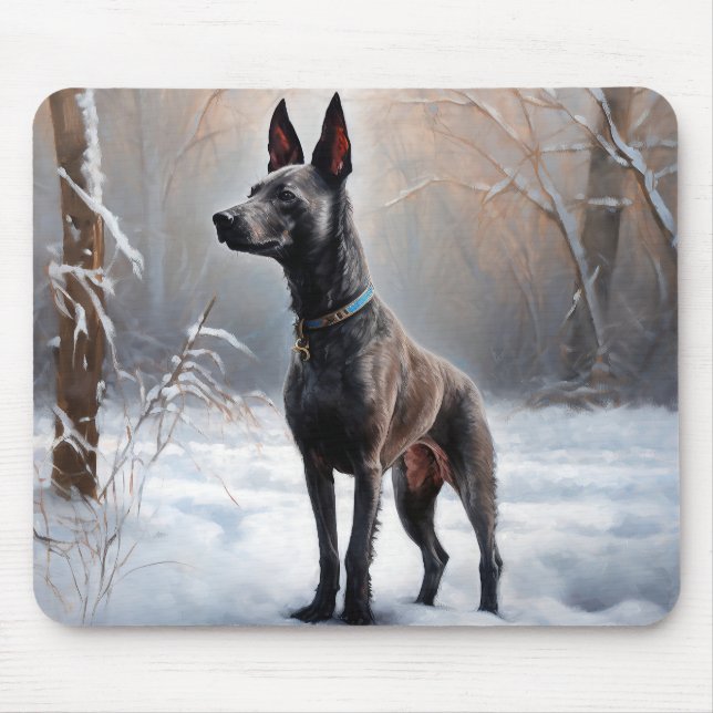 Alfombrilla De Ratón Xoloitzcuintli Deja que nieve Navidad (Frente)