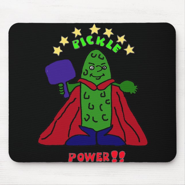 Alfombrilla De Ratón XX dibujo animado de Pickleball del super héroe (Frente)