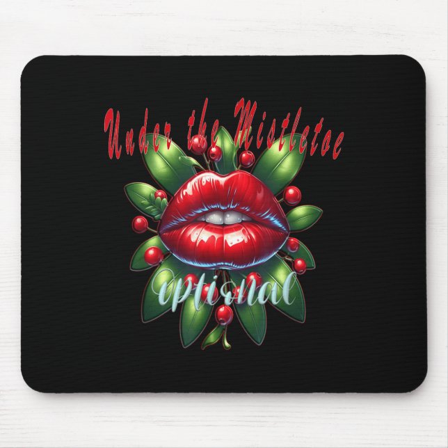 Alfombrilla De Ratón Y Christmas Mistletoe Lips - Naughty Holiday Tee W (Frente)