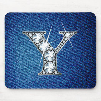 Alfombrilla De Ratón Y Faux-"Diamond Bling" en Denim Mousepad