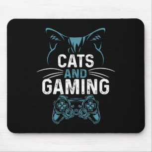 Alfombrilla De Ratón Y jugando lindo gato amante de los videojuegos Vid