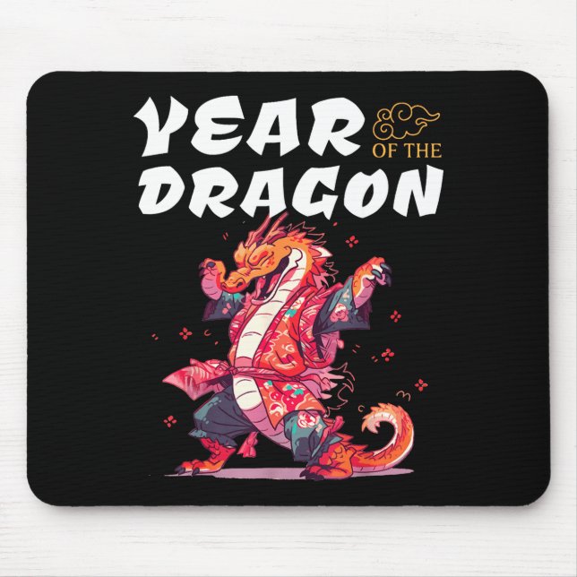 Alfombrilla De Ratón Year Of The Dragon Funny Dragons Chinese Zodiac Si (Frente)