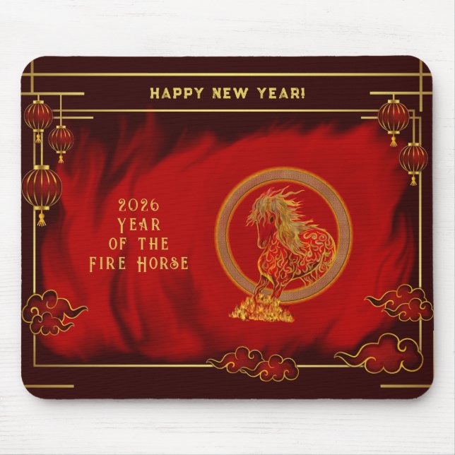 Alfombrilla De Ratón Year of the Fire Horse , Happy Lunar New Year (Frente)
