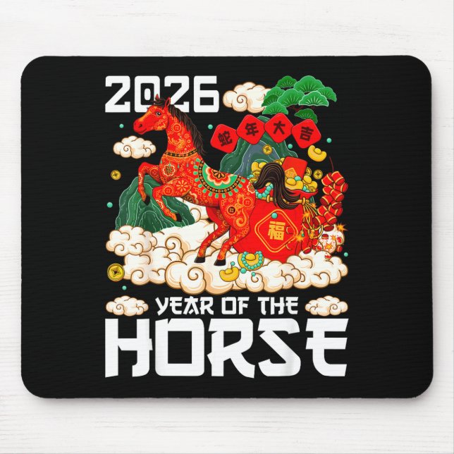 Alfombrilla De Ratón Year Of The Horse 2026 Happy Chinese Lunar New Yea (Frente)