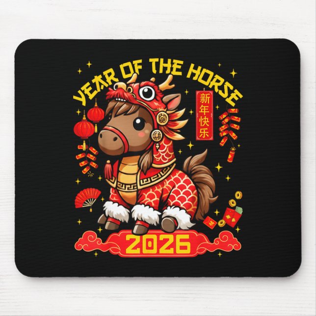 Alfombrilla De Ratón Year Of The Horse 2026 Lunar New Year Chinese New  (Frente)