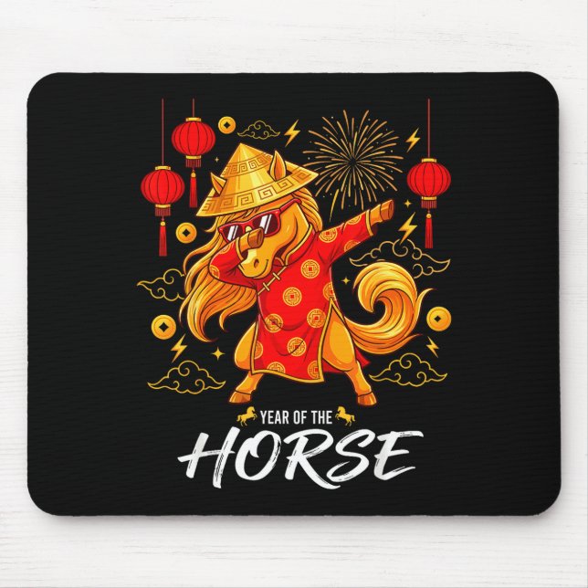 Alfombrilla De Ratón Year Of The Horse Dabbing Zodiac Horse Chinese New (Frente)