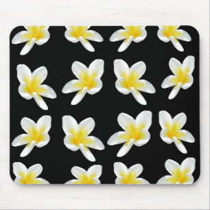 Alfombrilla De Ratón Yellow And Black Frangipani Pattern,