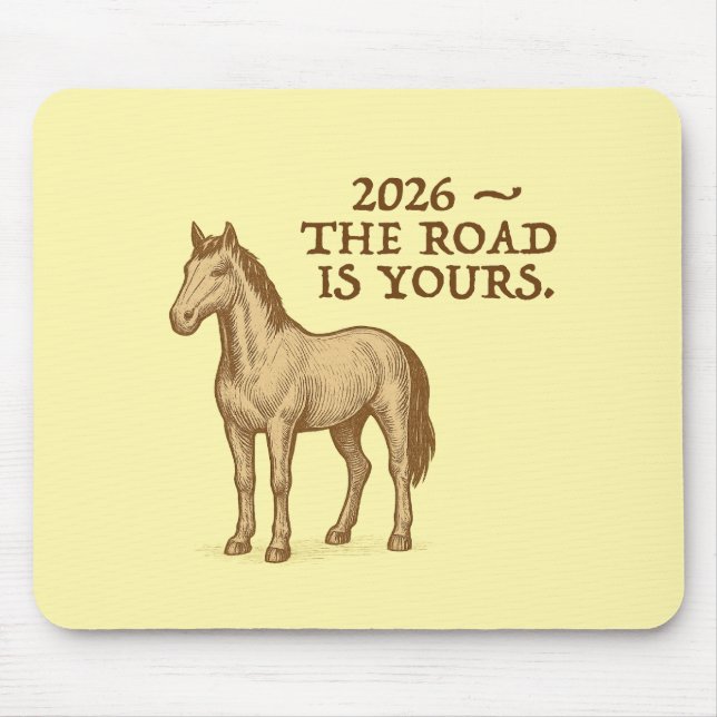 Alfombrilla De Ratón Yellow Mouse Pad with motivational text and horse (Frente)