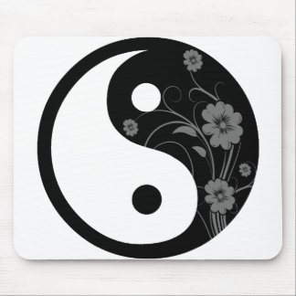 Alfombrilla De Ratón Yin floral negro Yang