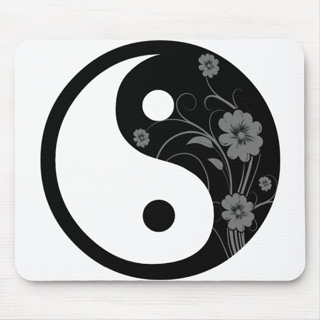 Alfombrilla De Ratón Yin floral negro Yang (Frente)