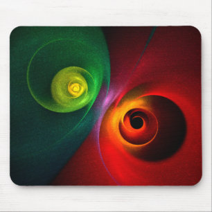 Alfombrilla De Ratón Yin Verde Rojo Yang Patrón de arte abstracto moder