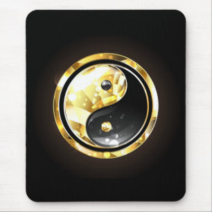 Alfombrilla De Ratón Yin Yang dorado en negro
