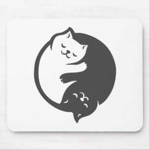 Alfombrilla De Ratón Yin-Yang, gato blanco y negro - Elija el color pos