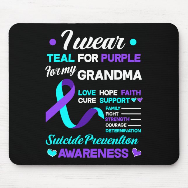 Alfombrilla De Ratón Yo uso Verde azulado y morado para mi abuela suici (Frente)