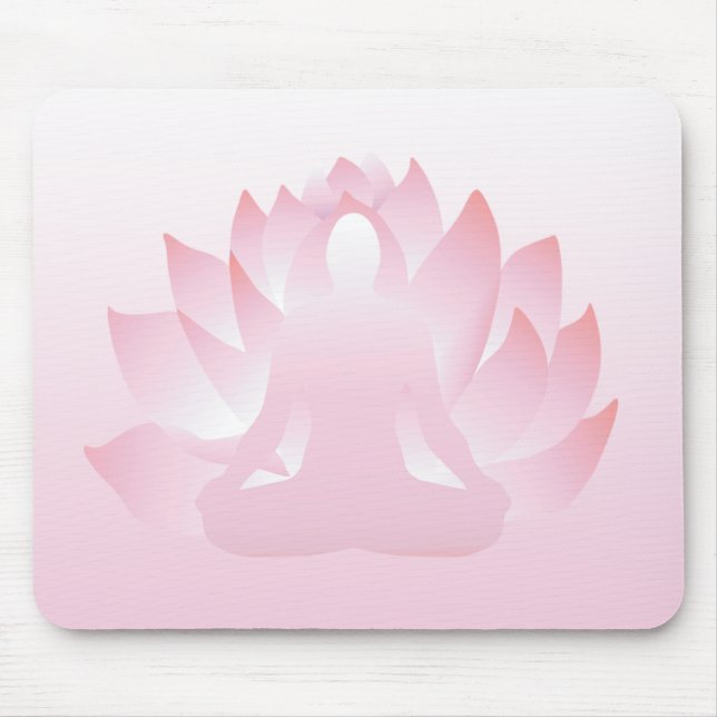 Alfombrilla De Ratón Yoga Lotus Pose Flor Rosa Namaste Mousepad (Frente)