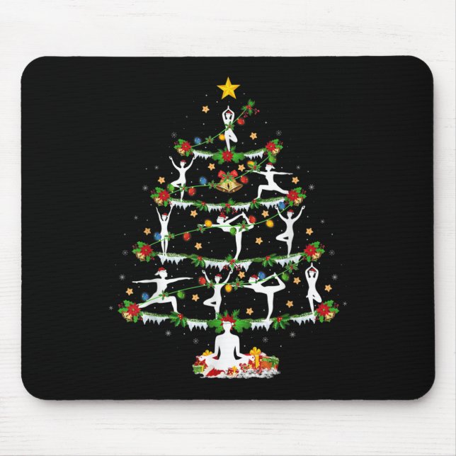 Alfombrilla De Ratón Yoga Lover Xmas Lighting Yoga Christmas Tree  (Frente)