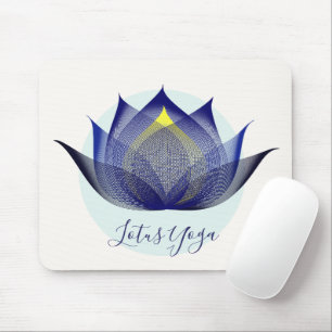 Alfombrilla De Ratón Yoga Único Elegante De Flor Azul Amarillo Lotus