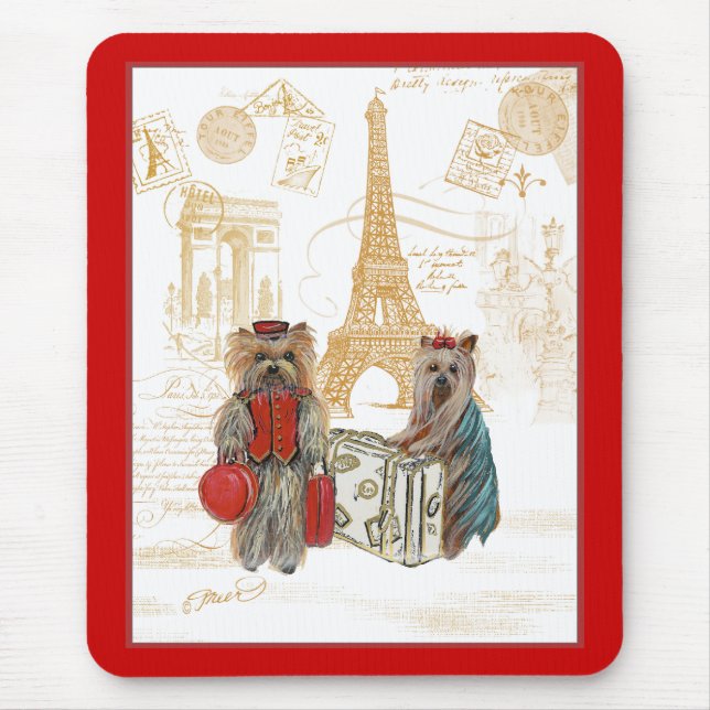 Alfombrilla De Ratón Yorkie Eiffel Tower París (Frente)