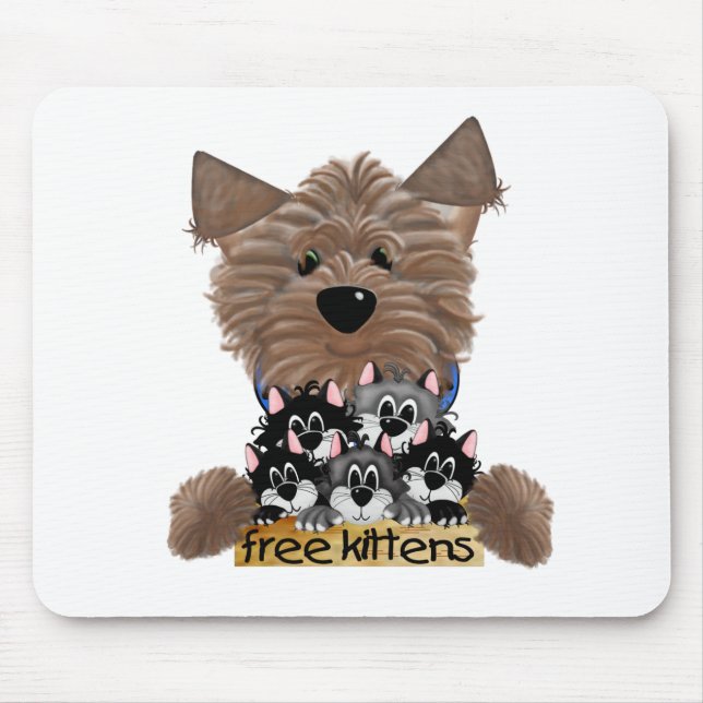 Alfombrilla De Ratón Yorkie libera gatitos (Frente)