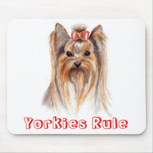 Alfombrilla De Ratón Yorkies Rule Pintura de cachorro de perro Terrier
