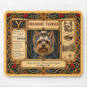 Alfombrilla De Ratón Yorkshire Terrier, Arte de Bestiario Medieval