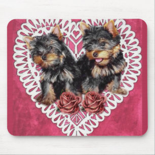 Alfombrilla De Ratón Yorkshire Terrier cachorros Valentines