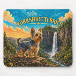 Alfombrilla De Ratón Yorkshire Terrier, Columbia Falls Acuarela Vintage