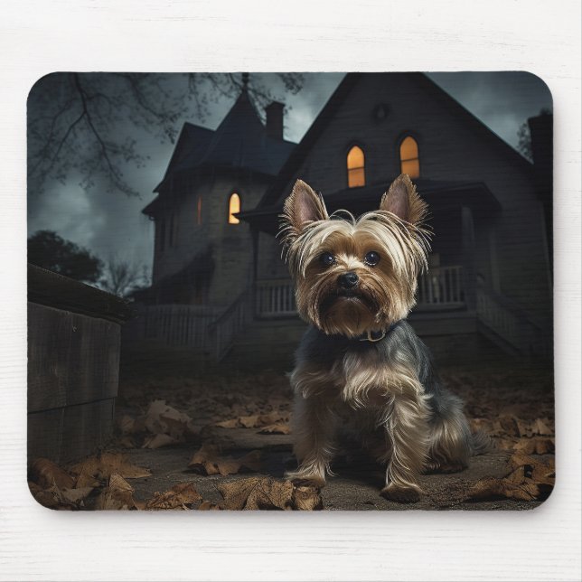 Alfombrilla De Ratón Yorkshire Terrier Halloween Scary (Frente)