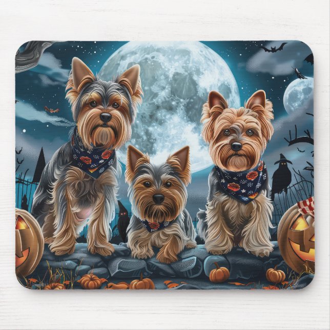 Alfombrilla De Ratón Yorkshire Terrier Halloween Spooky (Frente)