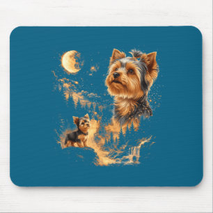 Alfombrilla De Ratón Yorkshire Terrier Mínimo Aullando Luna Vintage