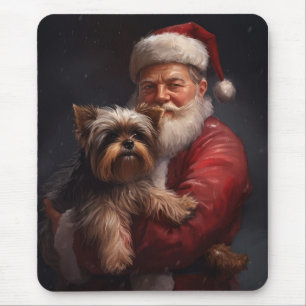 Alfombrilla De Ratón Yorkshire Terrier Santa Claus Navideño Festivo