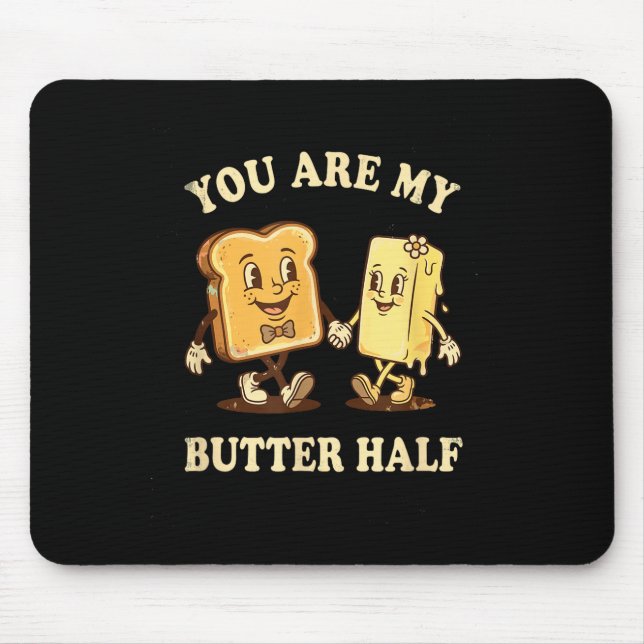 Alfombrilla De Ratón You Are My Butter Half Retro Toast Bread Couple Va (Frente)