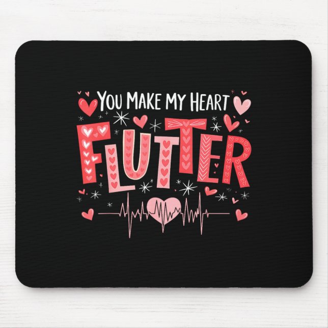 Alfombrilla De Ratón You Make My Heart Flutter Cardiac Nurse Valentine  (Frente)